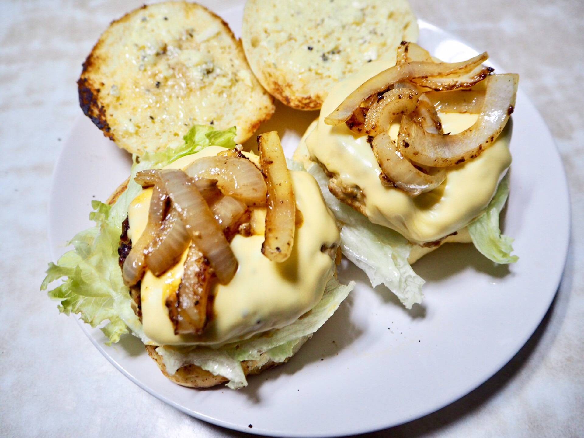 Caramelized Onion& Cheesy Pork Burger