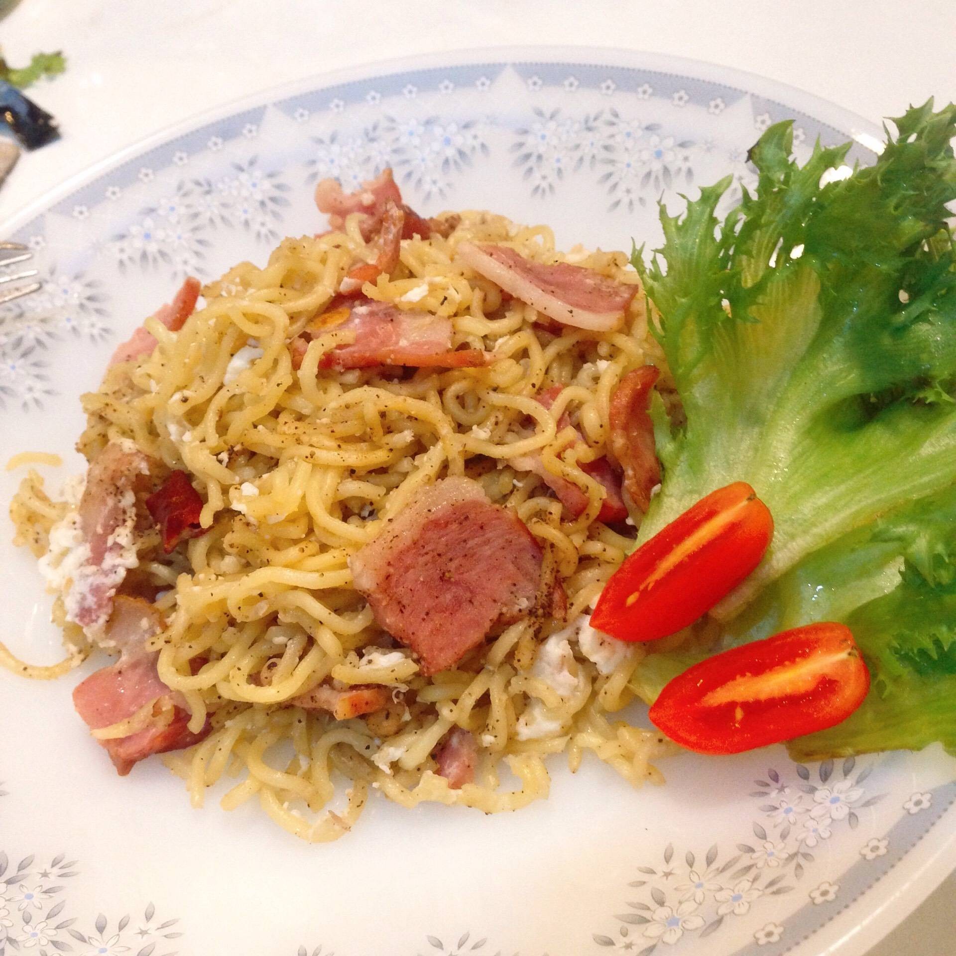 หมี่เกาหลีผัดเบคอน