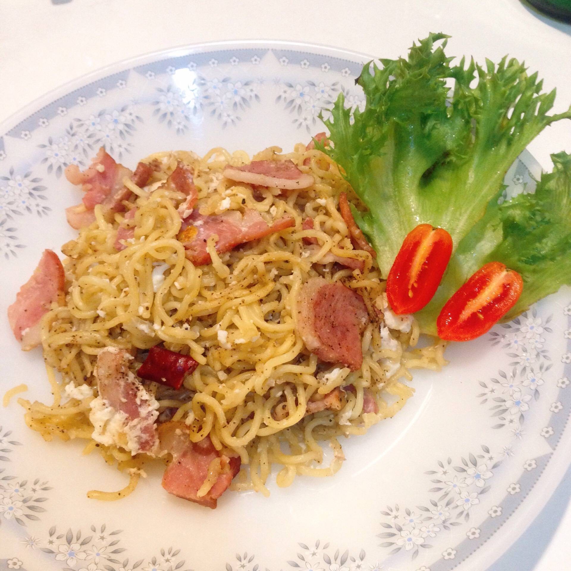 หมี่เกาหลีผัดเบคอน