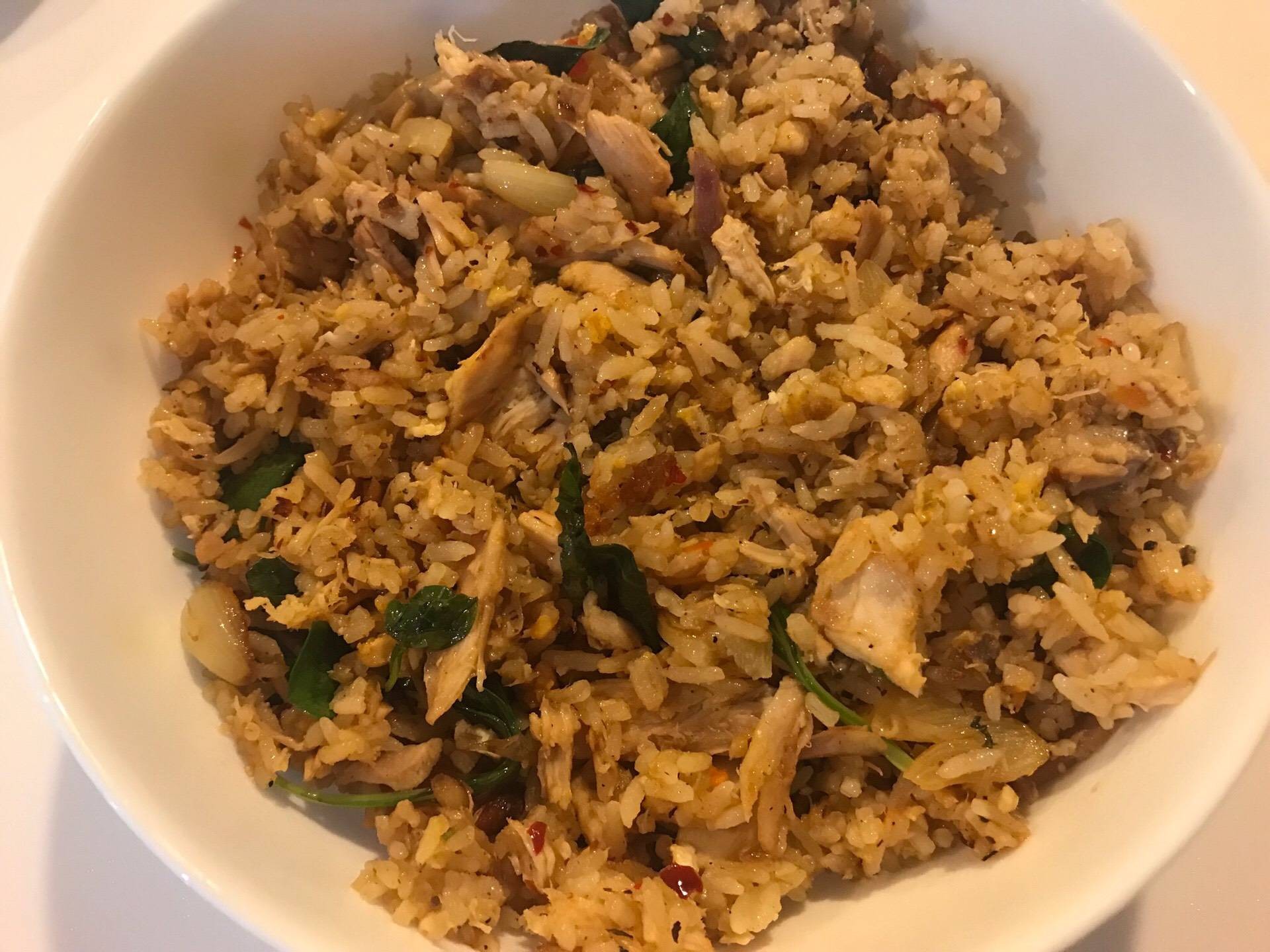 ข้าวผัดไก่ย่างแจ่วปลาร้า (แจ่วลาว)