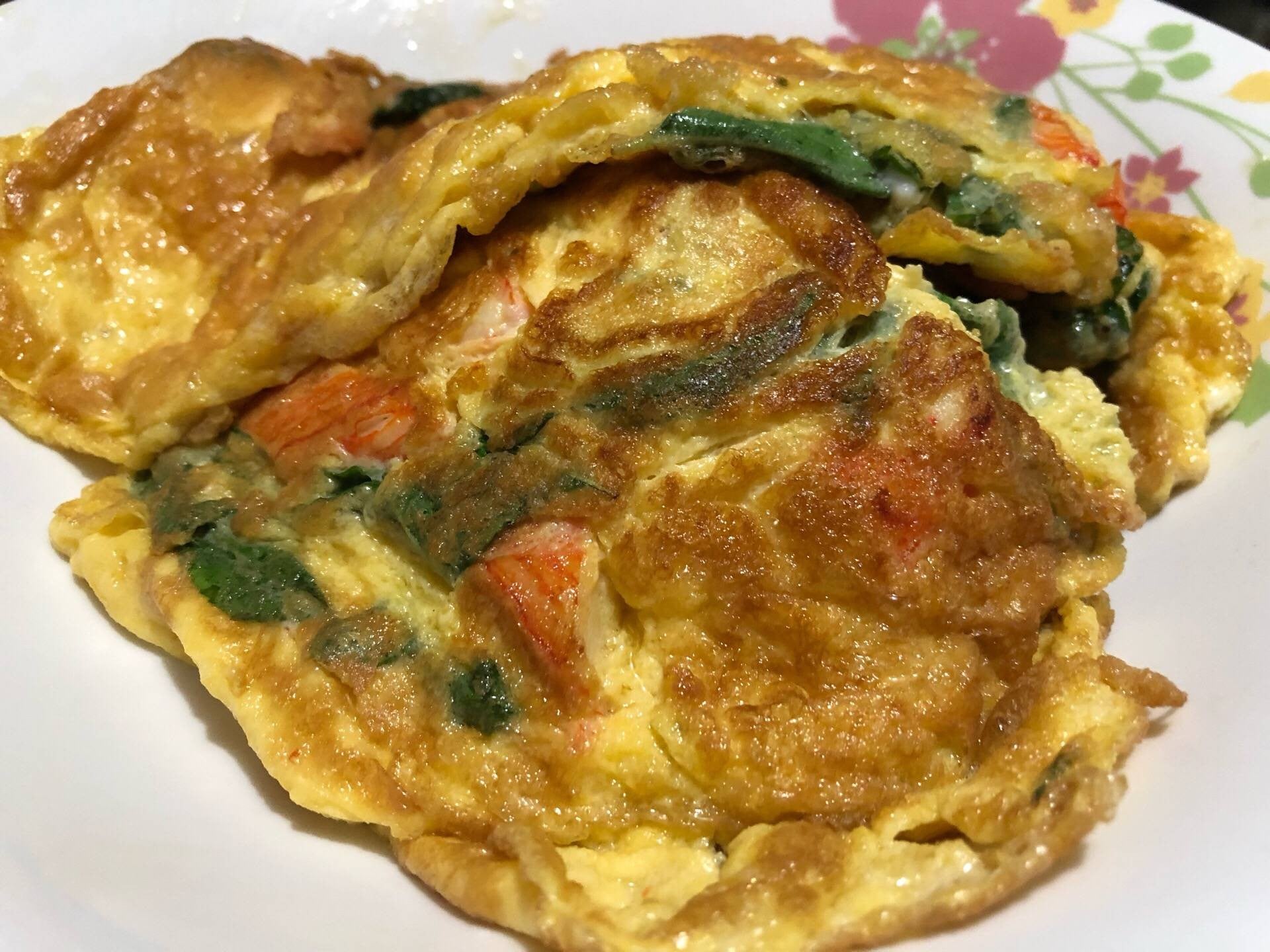 ไข่เจียวกะเพราปูอัด