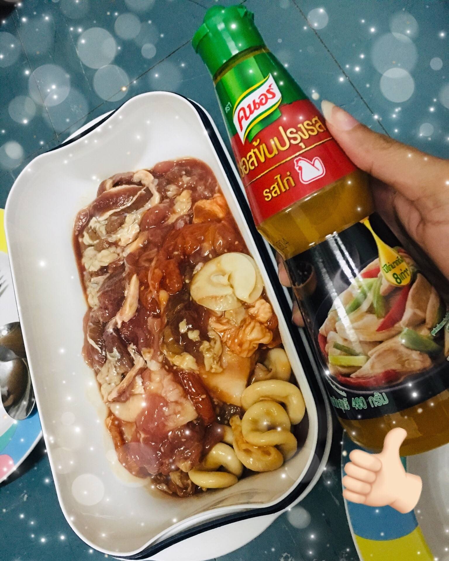 หมูกระทะ หมักซอสข้นคนอร์ปรุงรส 