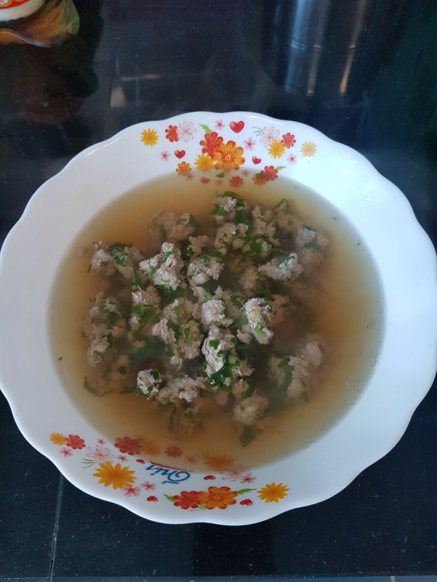 ต้มหมูสับผักชี