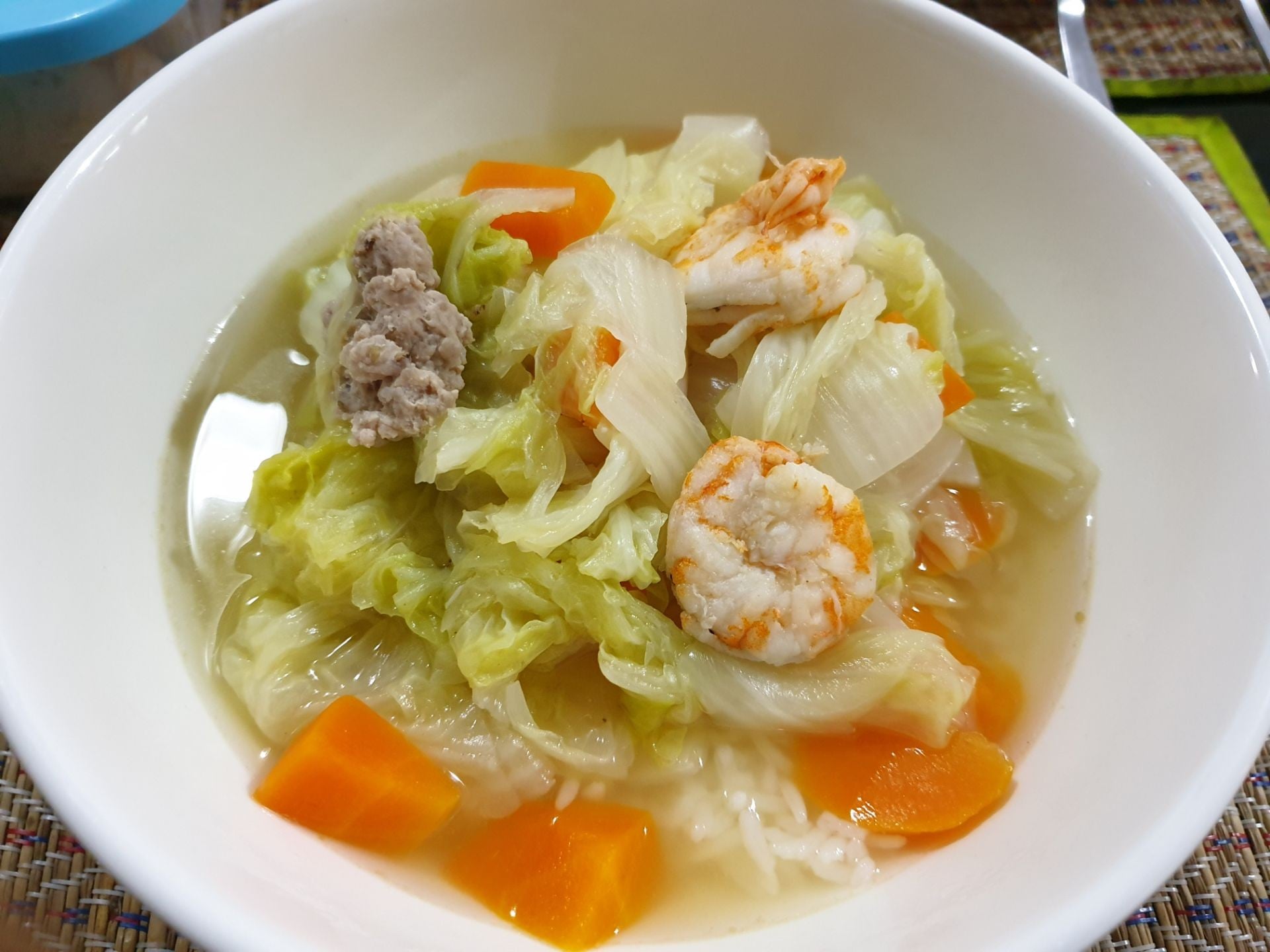 ข้าวต้มกุ้ง+หมูสับ