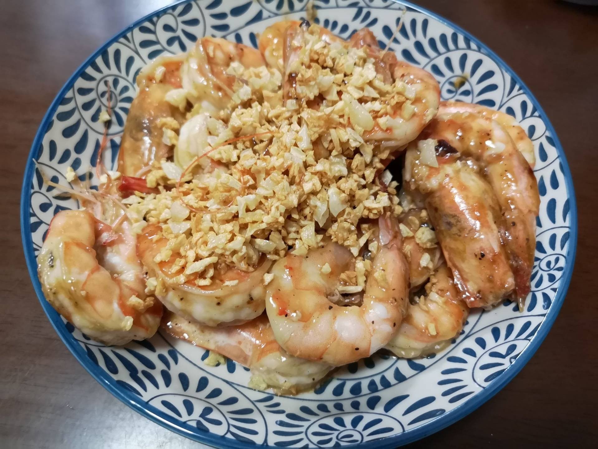 กุ้งทอดกระเทียมเเบบเนื้อเด้งมีน้ำขลุกขลิก
