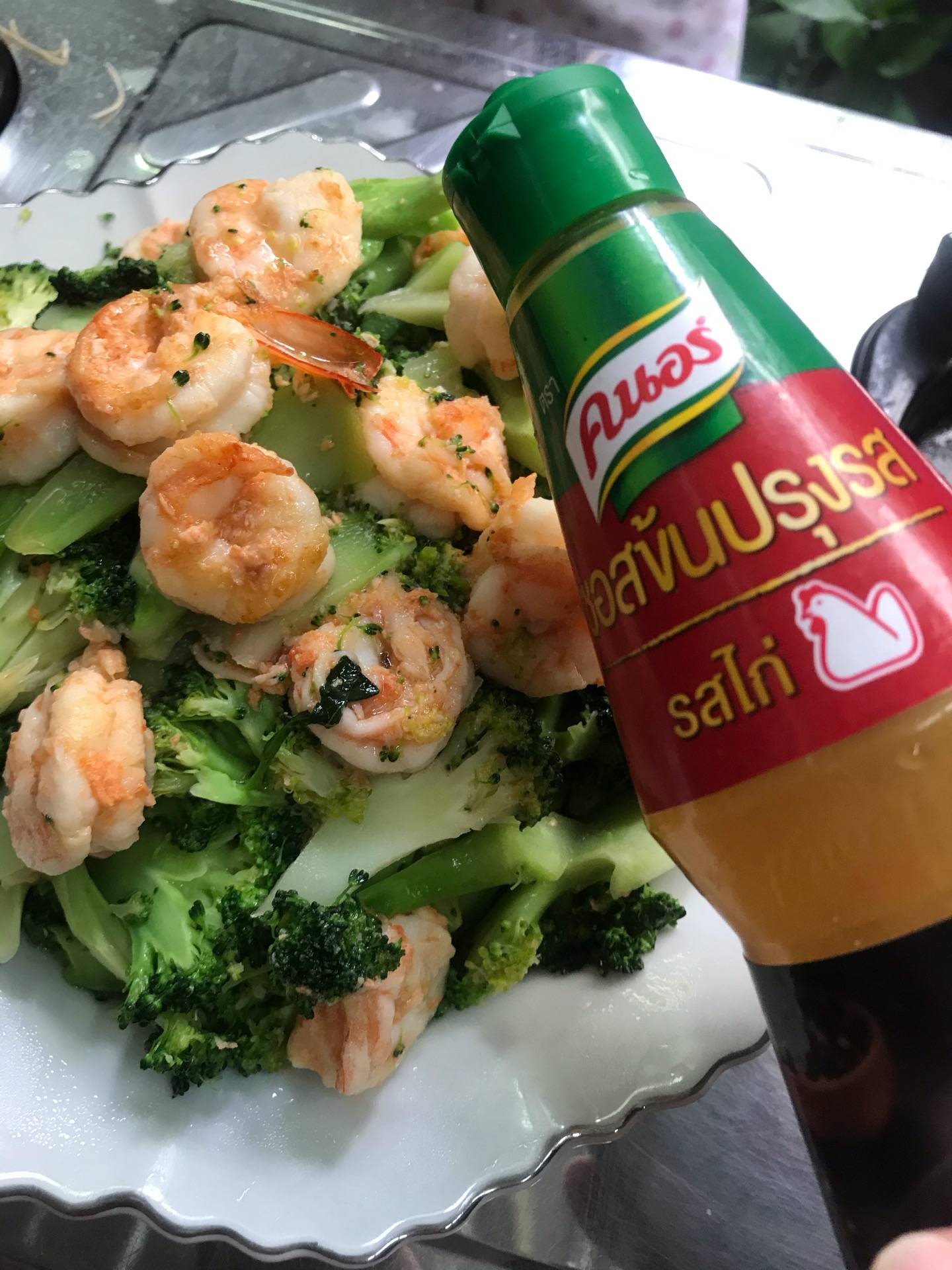 บล็อคโคลี่ผัดกุ้ง 