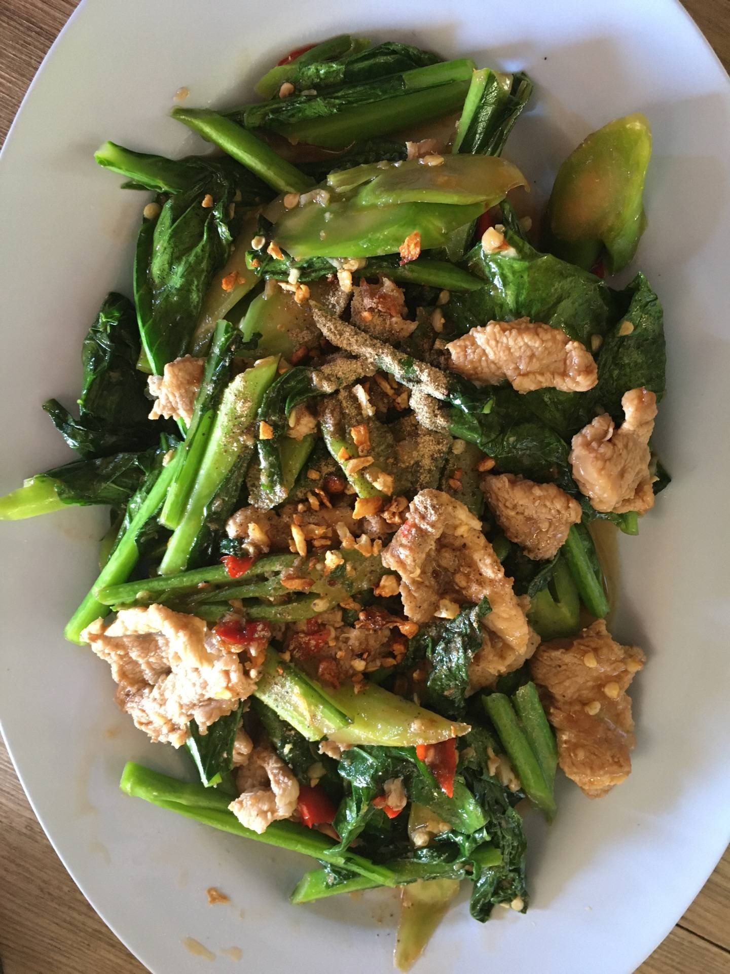 คะน้าหมูน้ำมันหอย