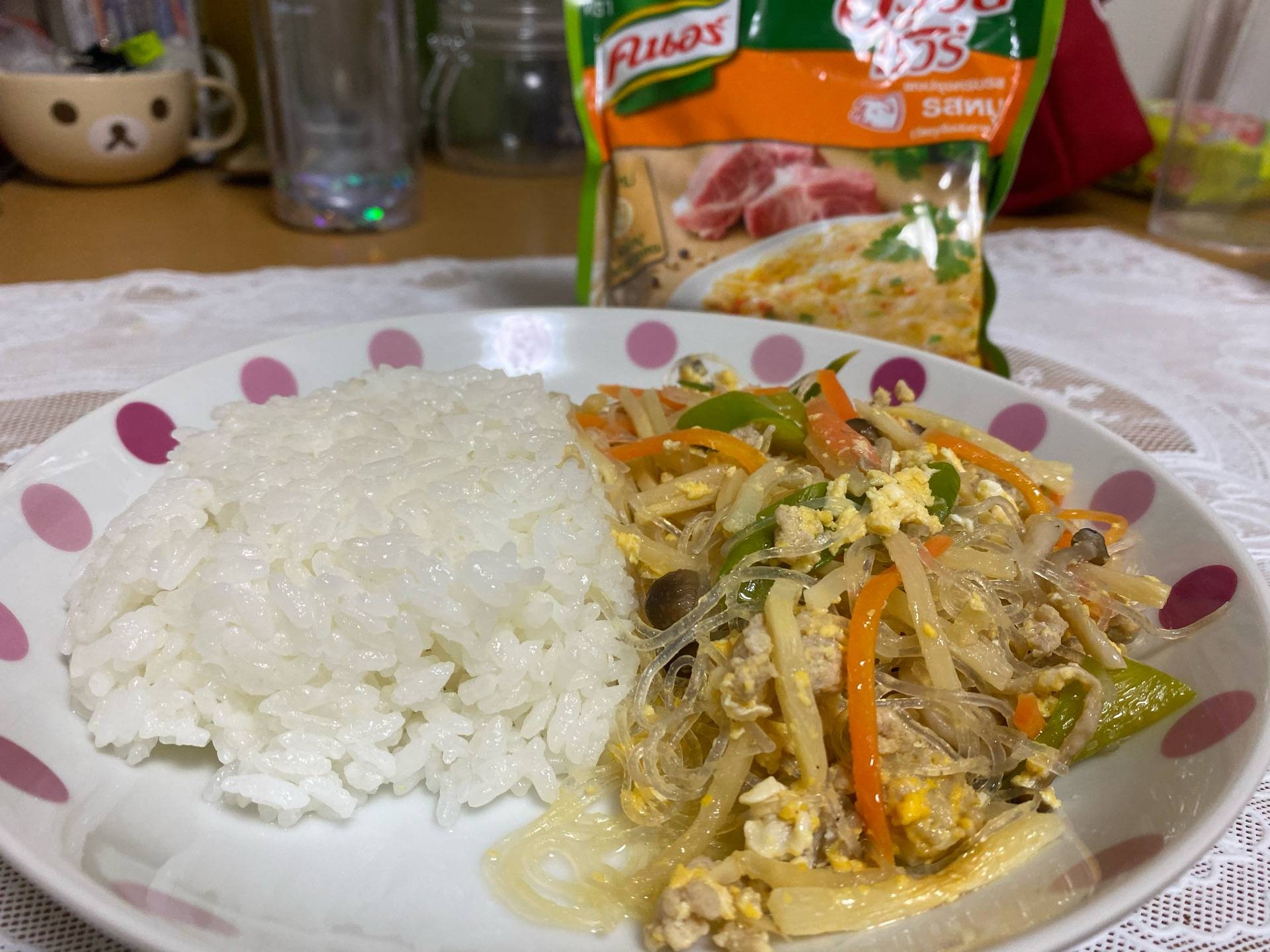 หน่อไม้เส้นผัดไข่