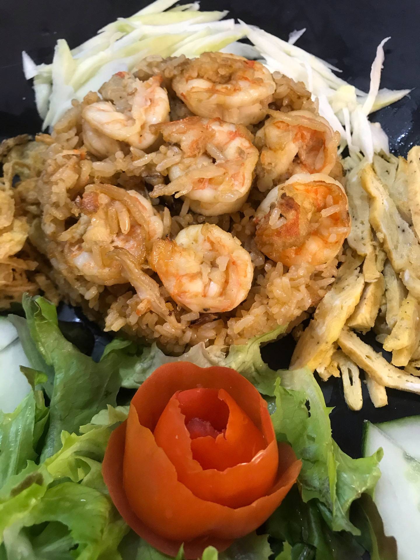 ข้าวผัดมันกุ้งทรงเครื่อง