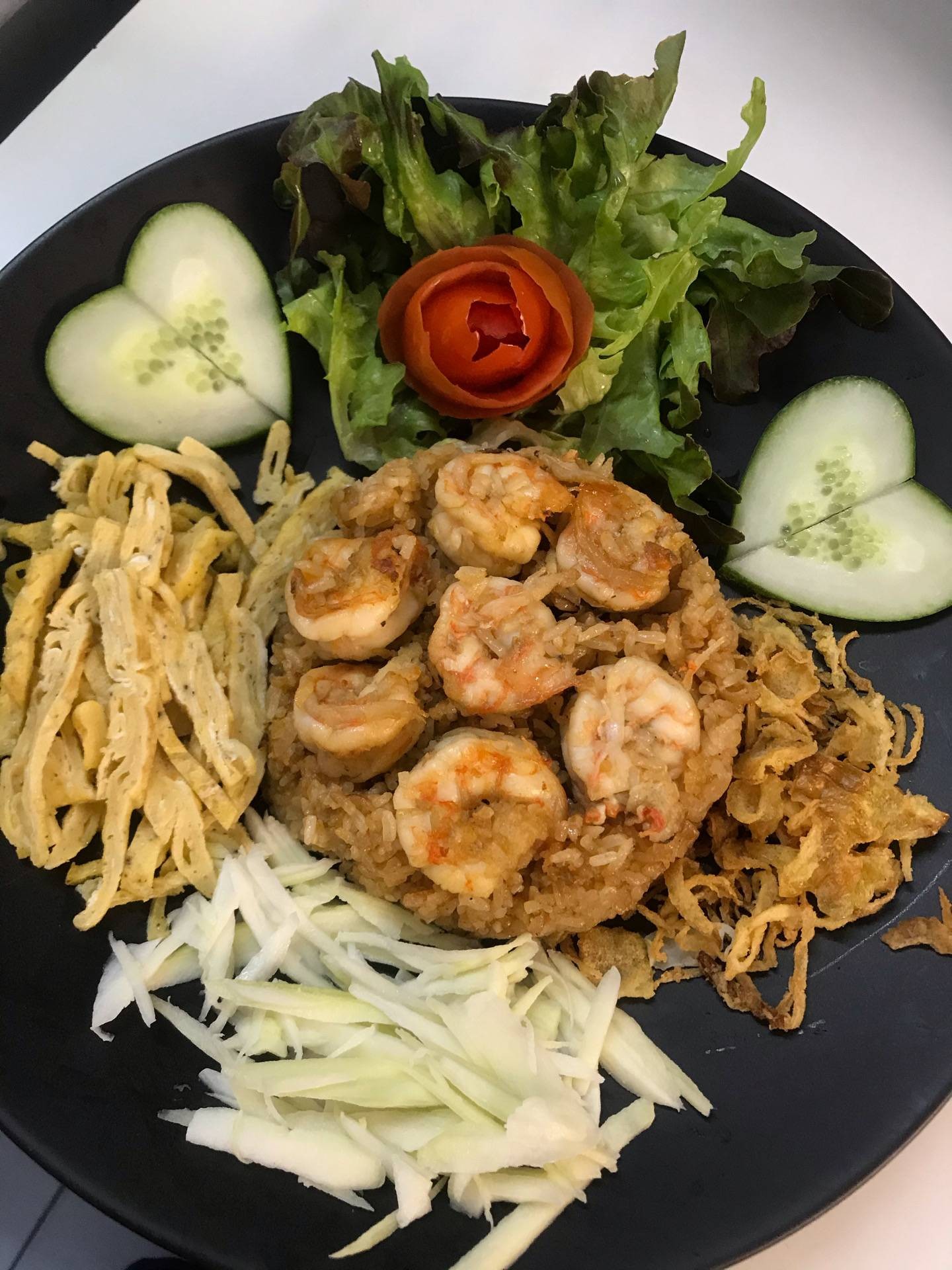 ข้าวผัดมันกุ้งทรงเครื่อง