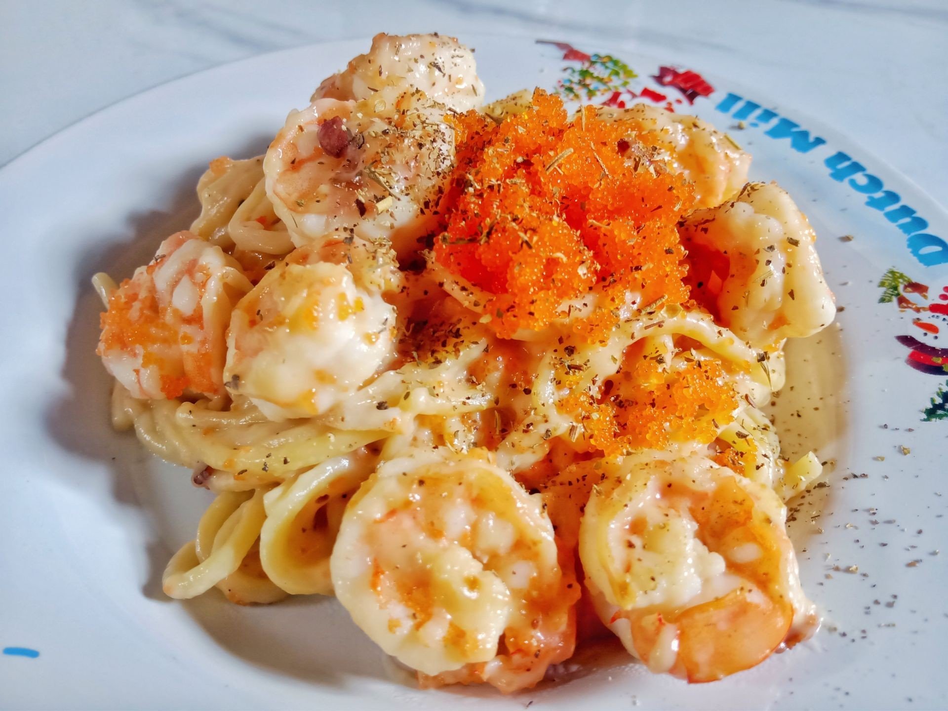 สปาเก็ตตี้ครีมไข่กุ้ง 🦐