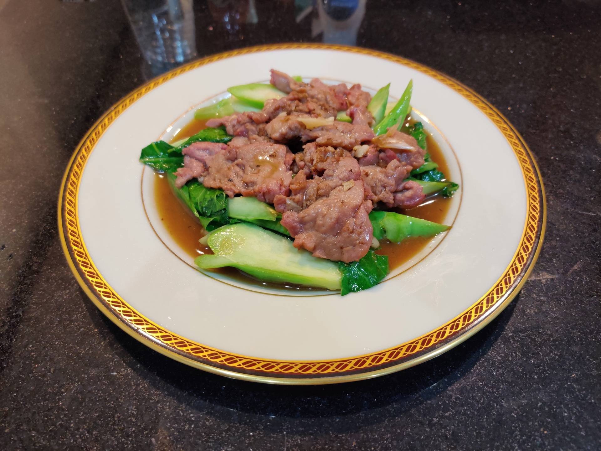 คะน้าฮ่องกง+เนื้อน้ำมันหอย