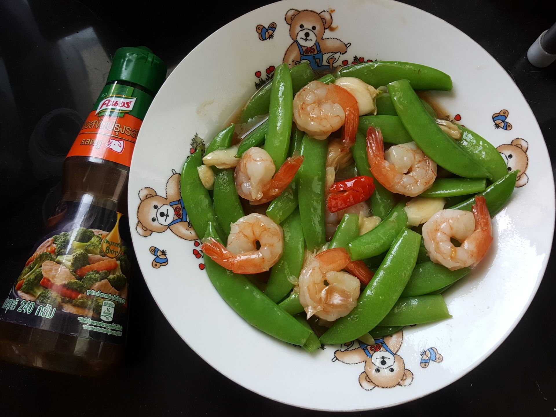 ถั่วลันเตาหวานผัดกุ้ง