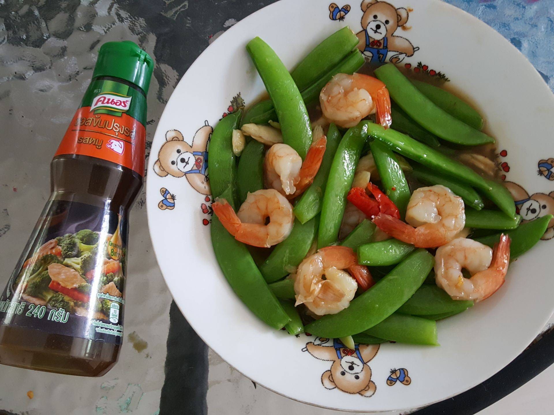 ถั่วลันเตาหวานผัดกุ้ง