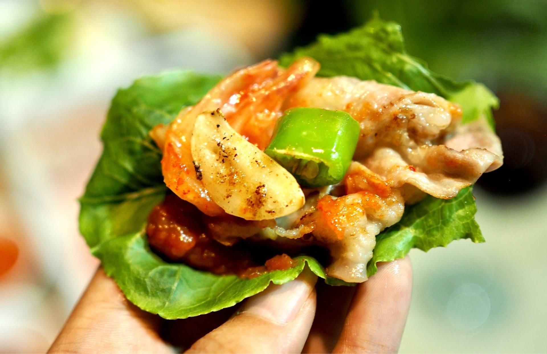 หมูย่างเกาหลีห่อผัก