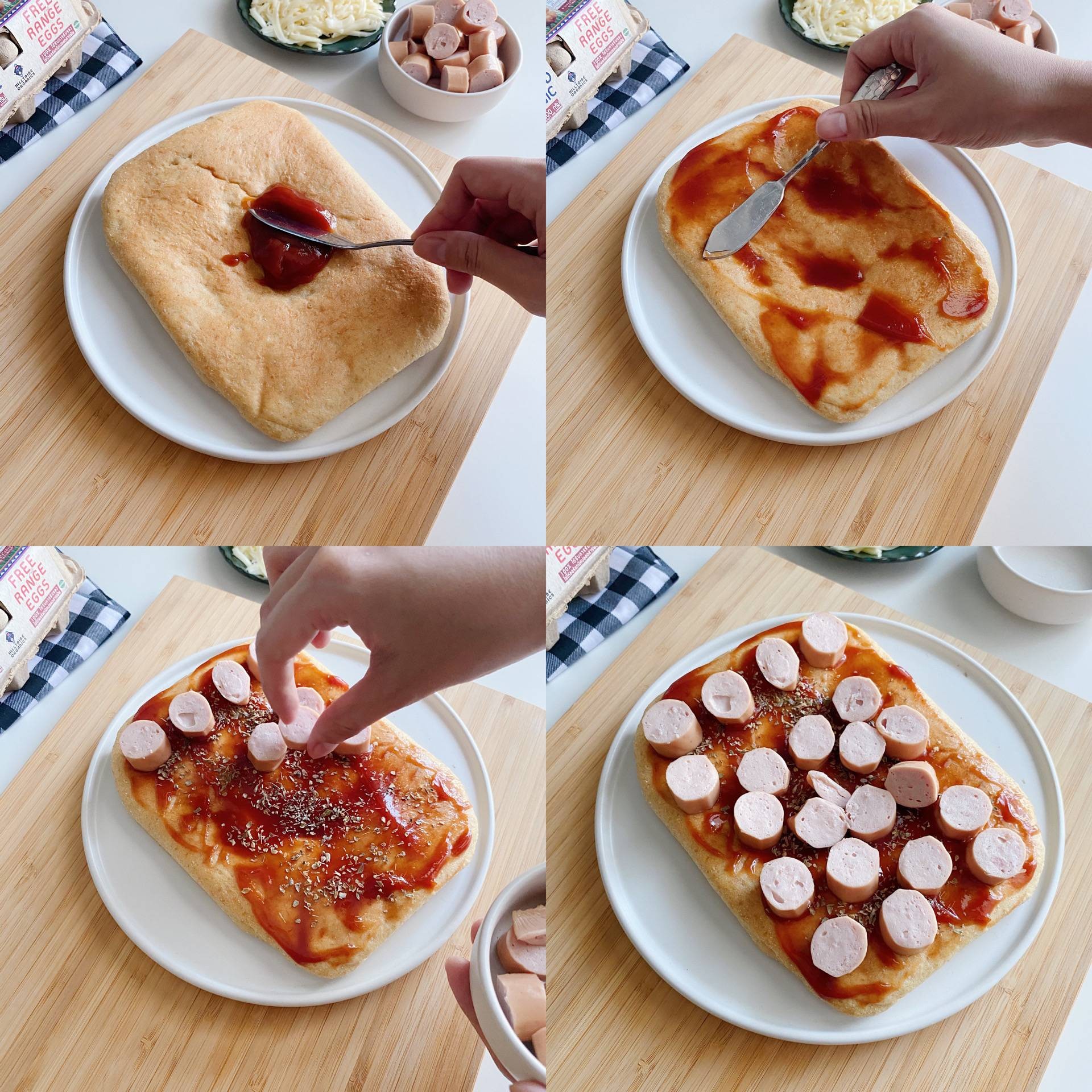 🌈พิซซ่าไส้กรอกหมูรมควัน