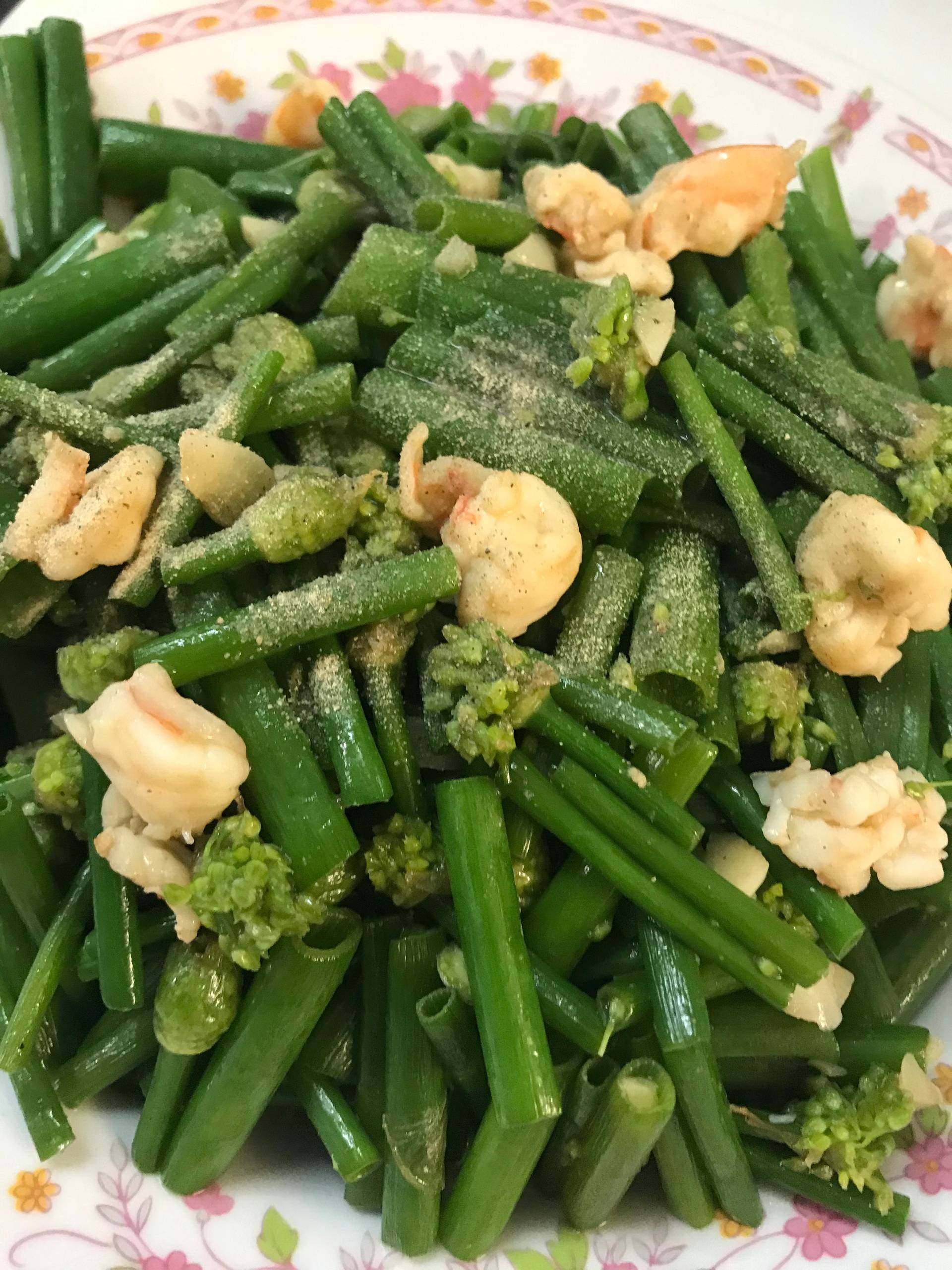 ดอกหอมผัดกุ้ง