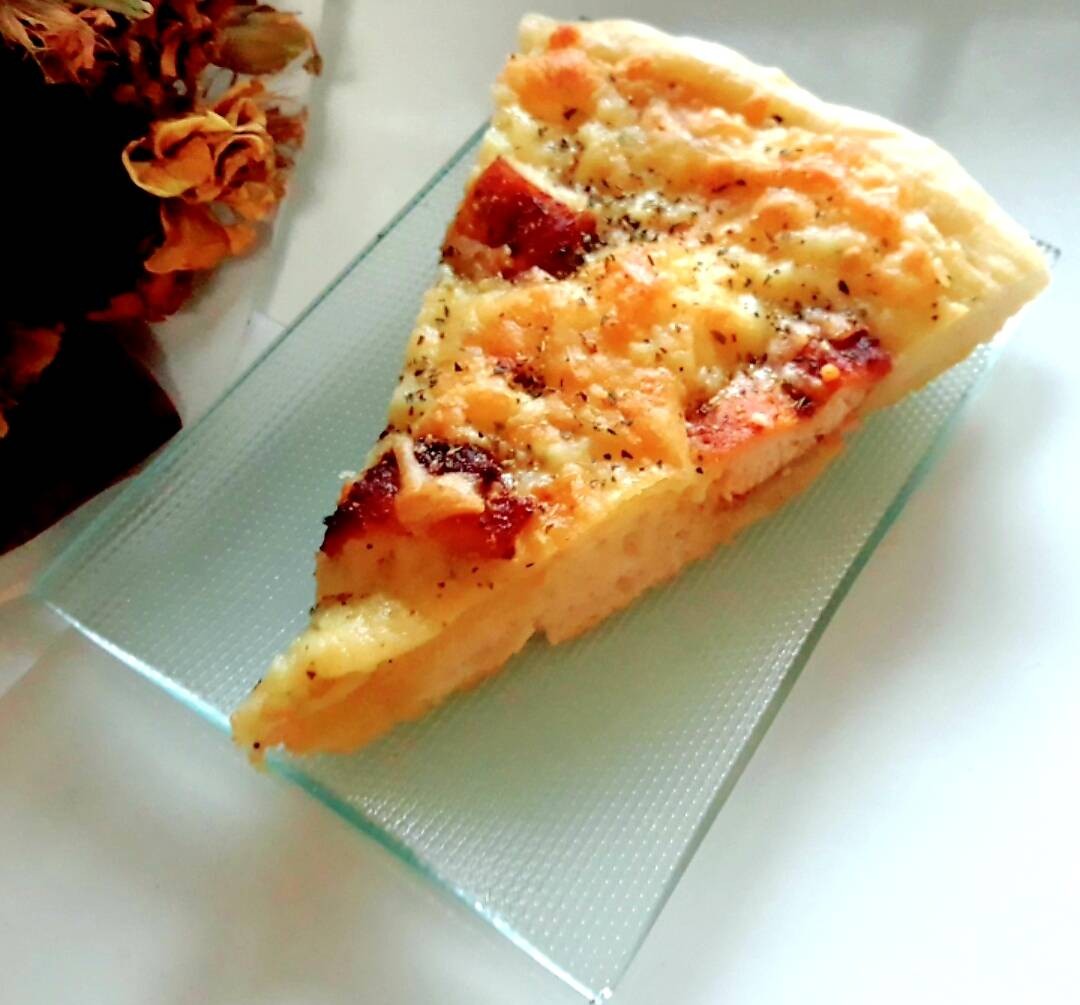 โฮมเมดพิซซ่าแป้งหนานุ่ม 🍕พิซซ่าไก่บาบีคิวซอสเนยกระเทียม  
