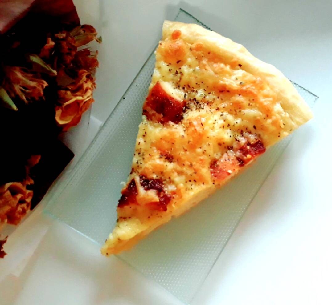 โฮมเมดพิซซ่าแป้งหนานุ่ม 🍕พิซซ่าไก่บาบีคิวซอสเนยกระเทียม  