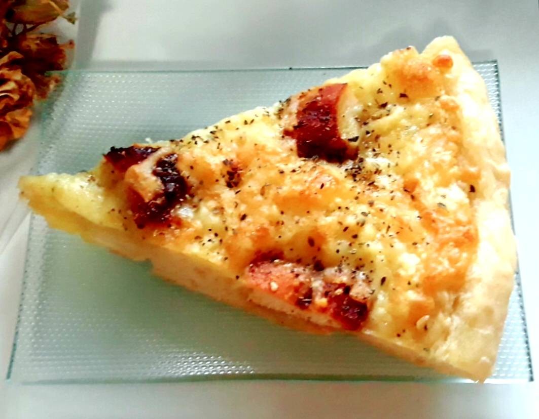 โฮมเมดพิซซ่าแป้งหนานุ่ม 🍕พิซซ่าไก่บาบีคิวซอสเนยกระเทียม  