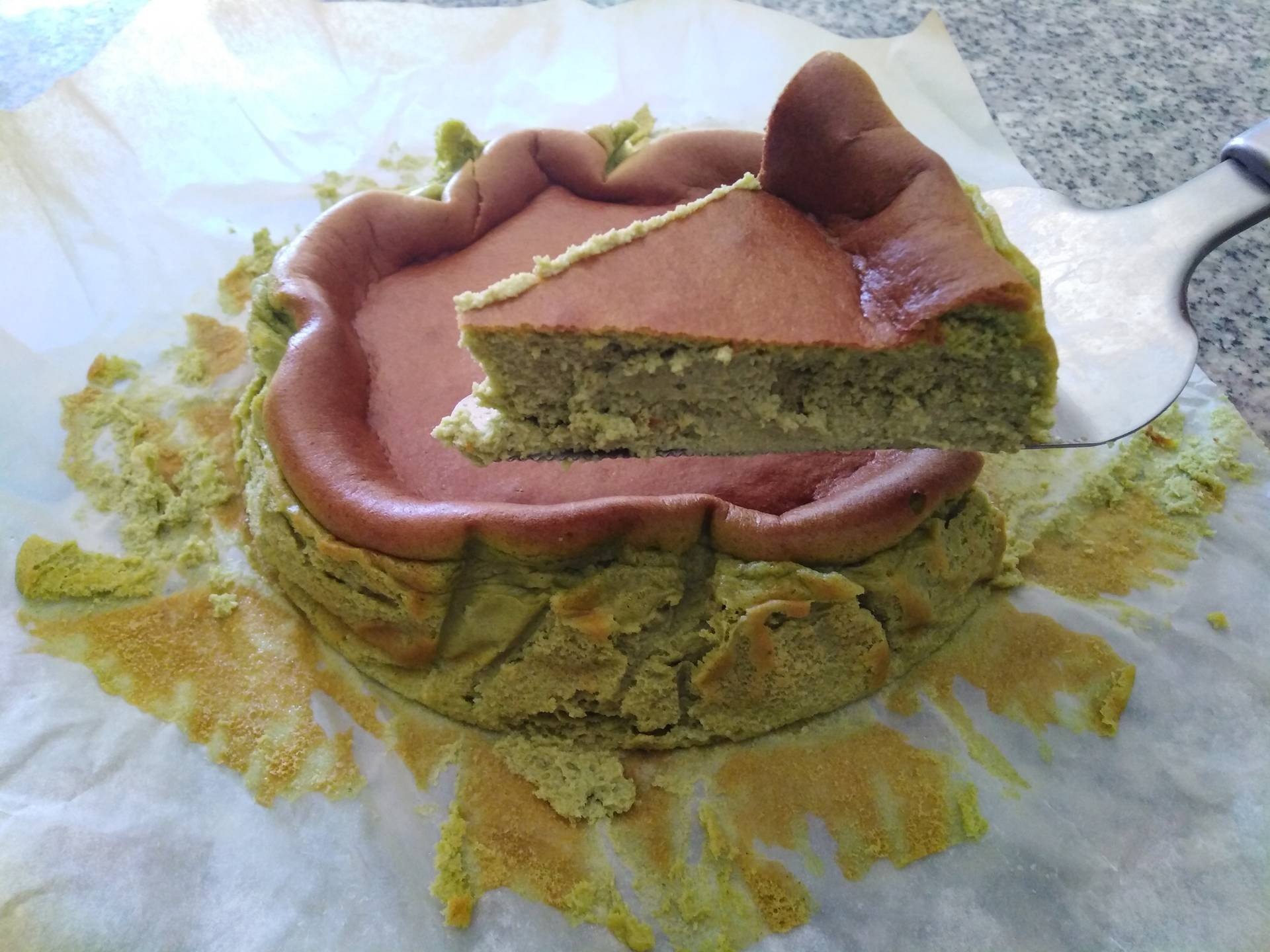 Keto Green tea basque burnt cheesecake|ขนมคีโต :ชาเขียวชีสเค้กหน้าไหม้