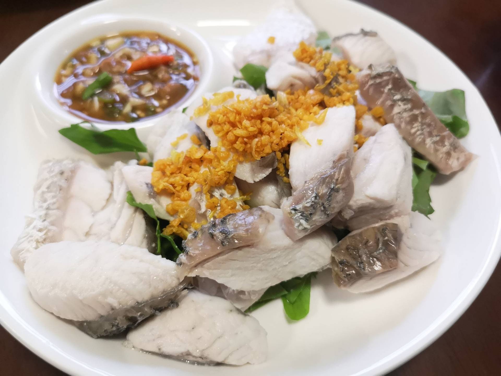 ปลากระพงขาวลวก-จิ้ม