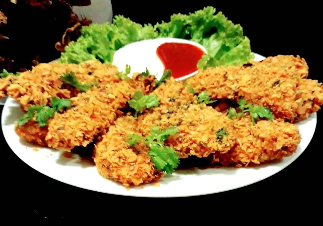 ไก่กรอบคอร์นเฟลก(แบบอบ) baked cornflake crusted chicken