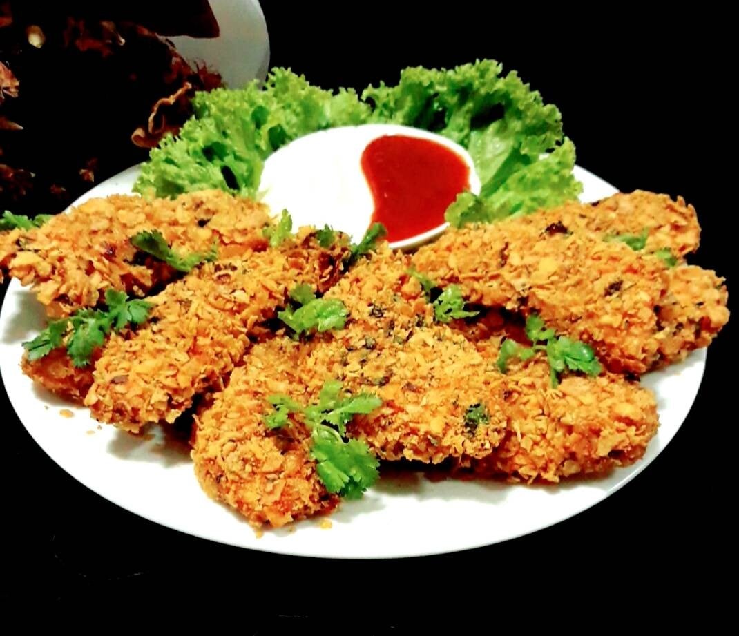 ไก่กรอบคอร์นเฟลก(แบบอบ) baked cornflake crusted chicken