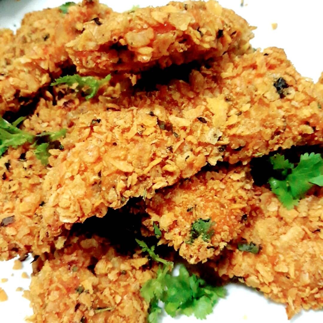 ไก่กรอบคอร์นเฟลก(แบบอบ) baked cornflake crusted chicken