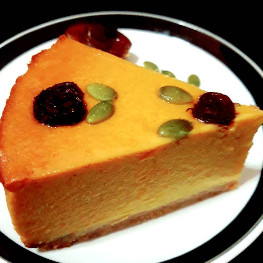 ชีสเค้กฟักทอง(สูตรเพื่อสุขภาพหวานน้อยไม่ใส่น้ำตาล)Pumpkin Cheesecake 