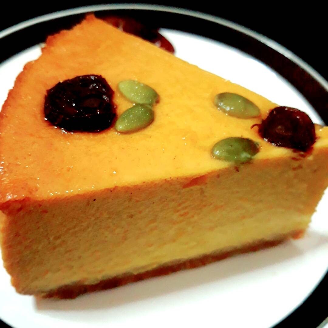 ชีสเค้กฟักทอง(สูตรเพื่อสุขภาพหวานน้อยไม่ใส่น้ำตาล)Pumpkin Cheesecake 