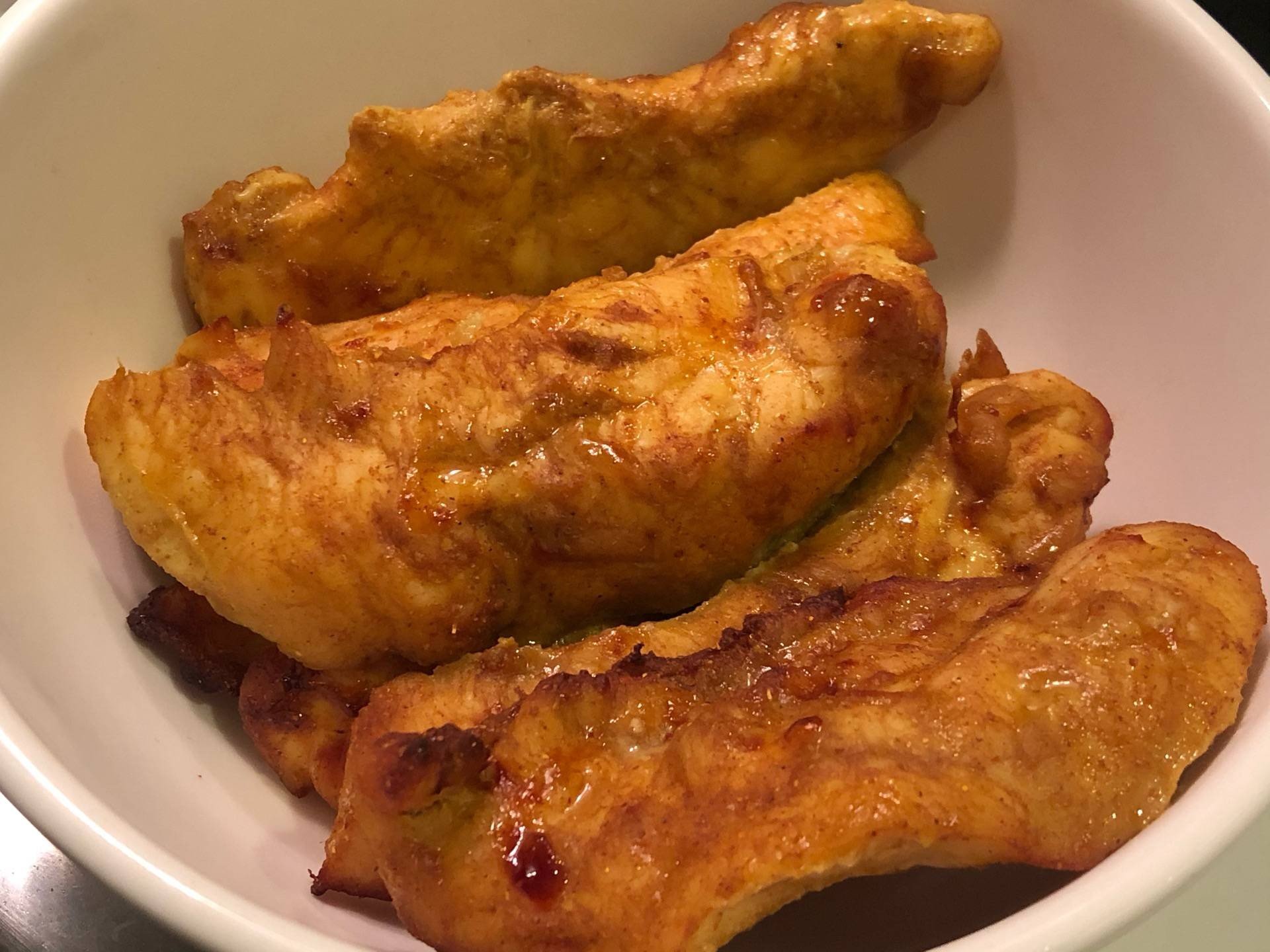 สันในไก่หมักผงกะหรี่ทอดไร้น้ำมัน