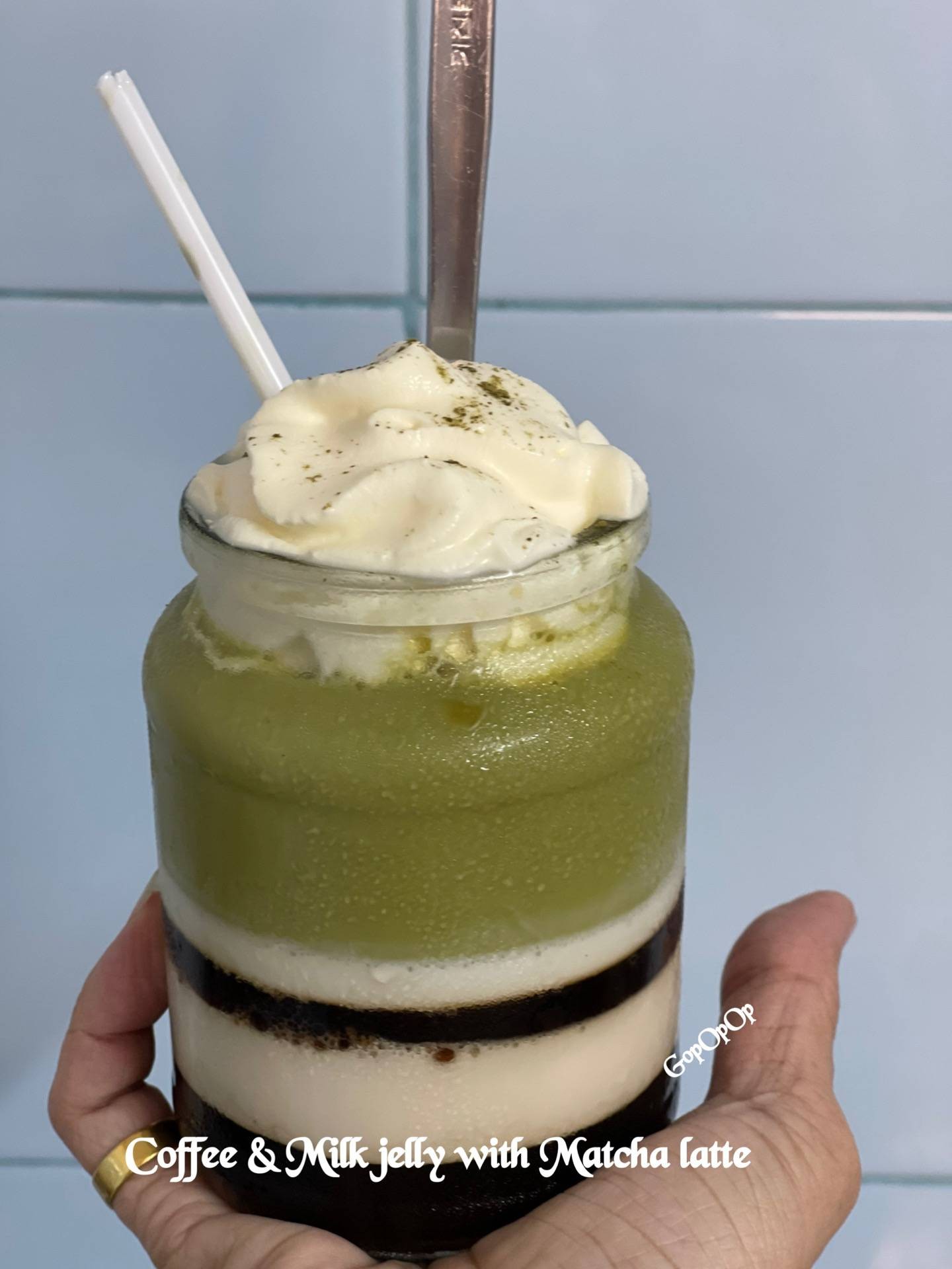 Coffee & Milk Jelly With Matcha Latte