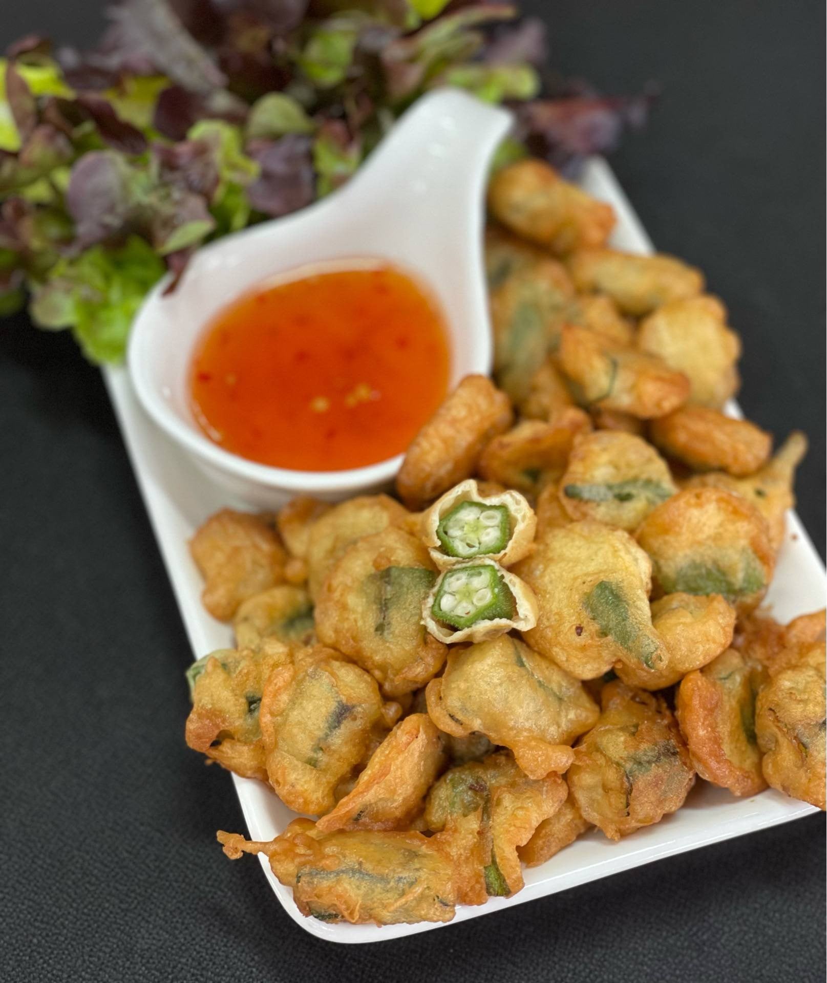 กระเจี๊ยบเขียวชุบแป้งทอด 