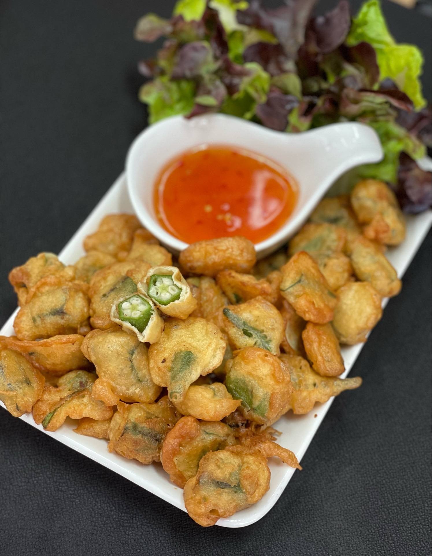 กระเจี๊ยบเขียวชุบแป้งทอด 