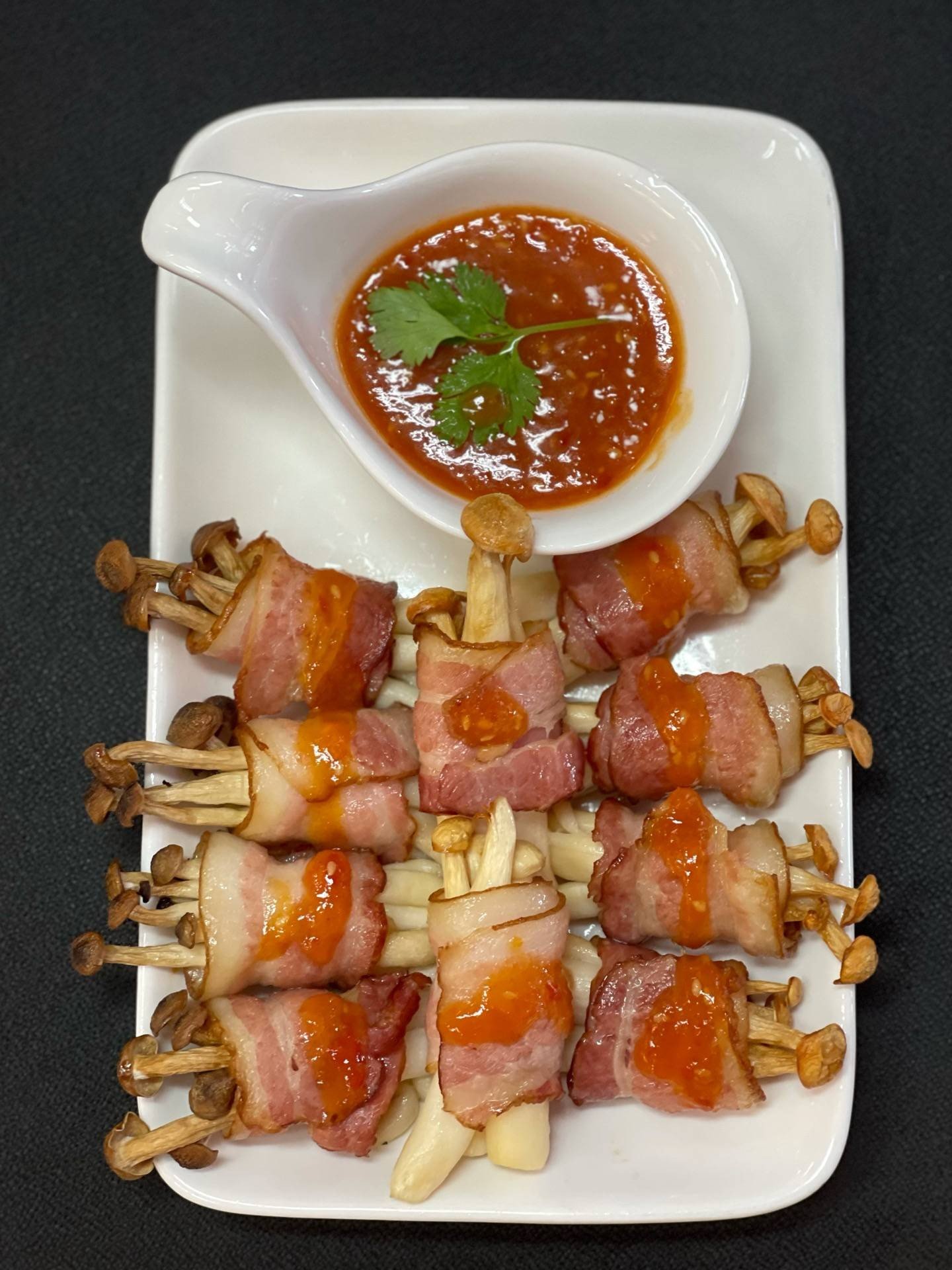 เห็ดหิมะพันเบคอน สูตรหม้อทอดไร้น้ำมัน