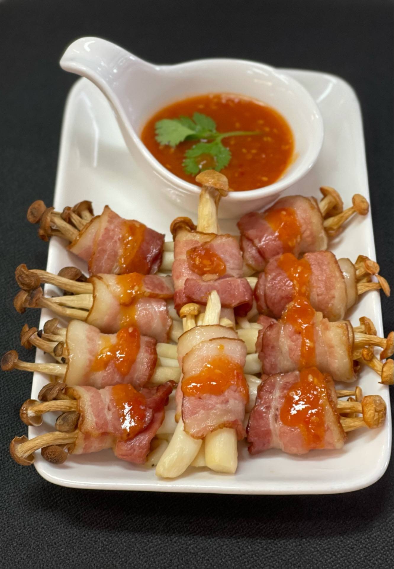 เห็ดหิมะพันเบคอน สูตรหม้อทอดไร้น้ำมัน