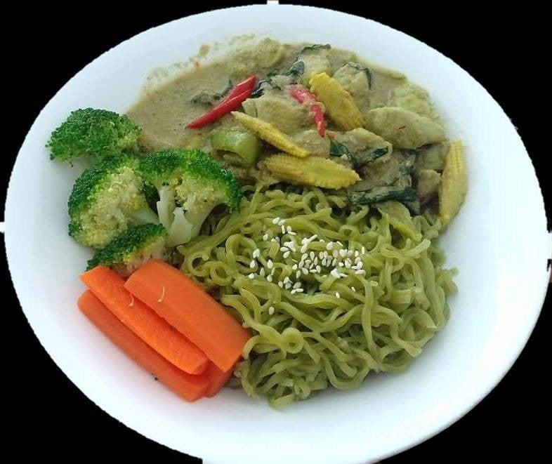 บะหมี่ผักแกงเขียวหวาน