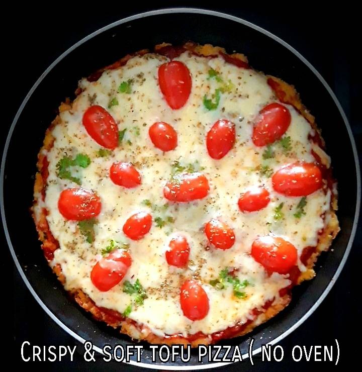 พิซซ่า/พิซซ่าเต้าหู้(ไม่ใช้เตาอบ)Crispy & soft tofu pizza ( no oven) 