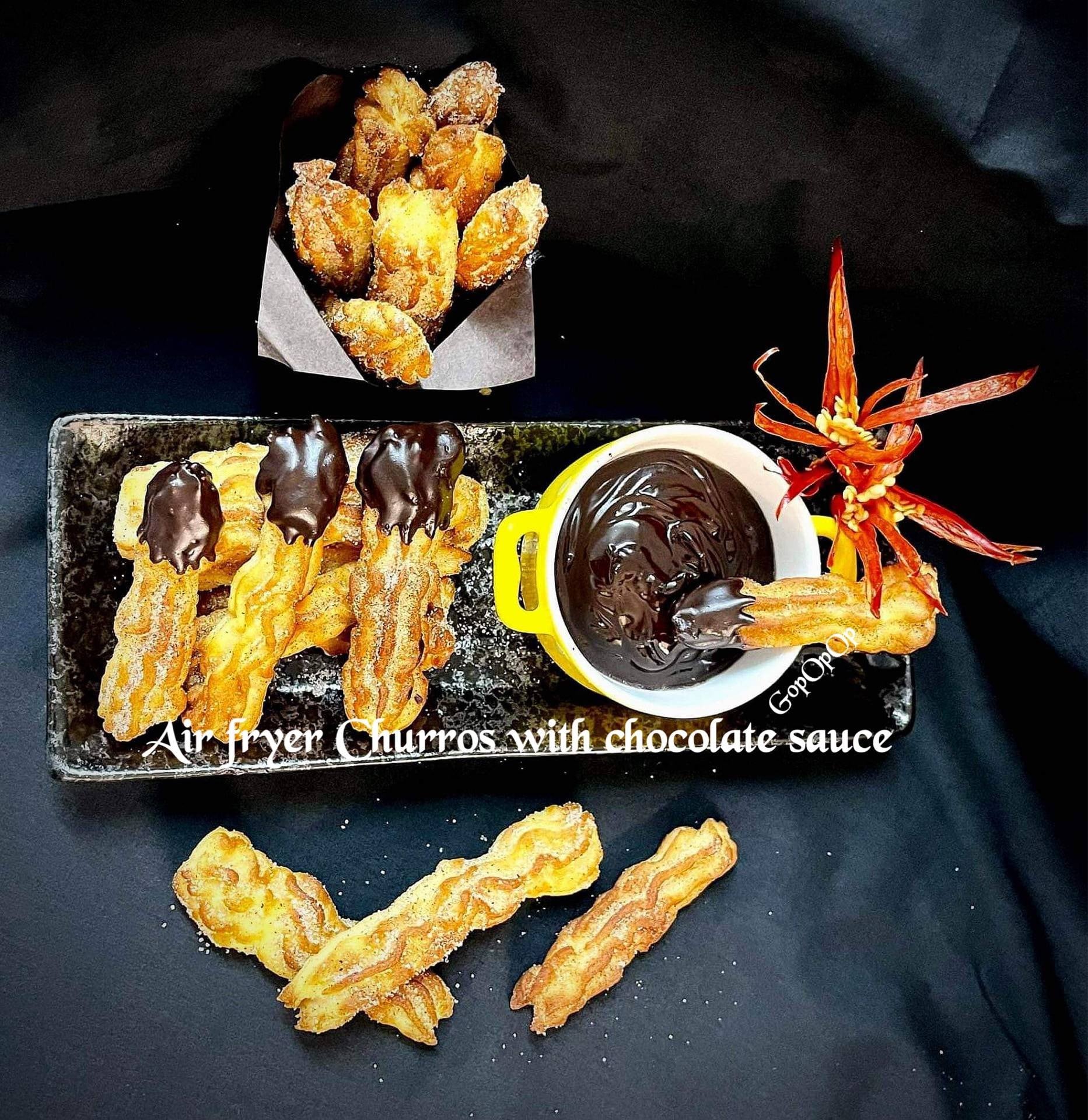 Air Fryer Churros with Chocolate Sauce 💕