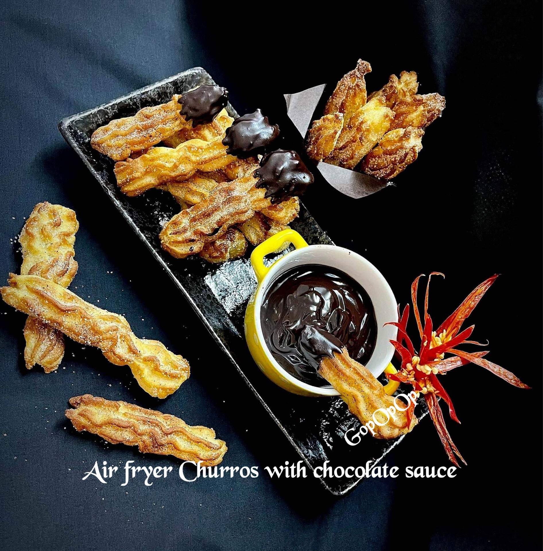 สูตร Air Fryer Churros With Chocolate Sauce 💕 พร้อมวิธีทำโดย Gopopop 3002