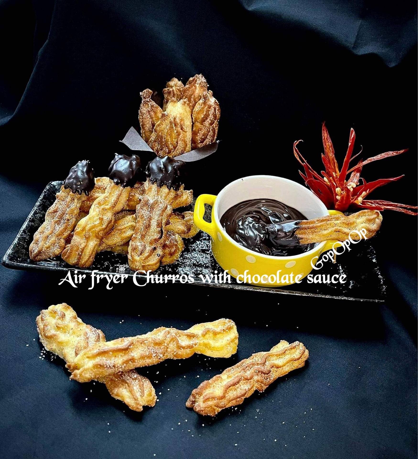 Air Fryer Churros with Chocolate Sauce 💕