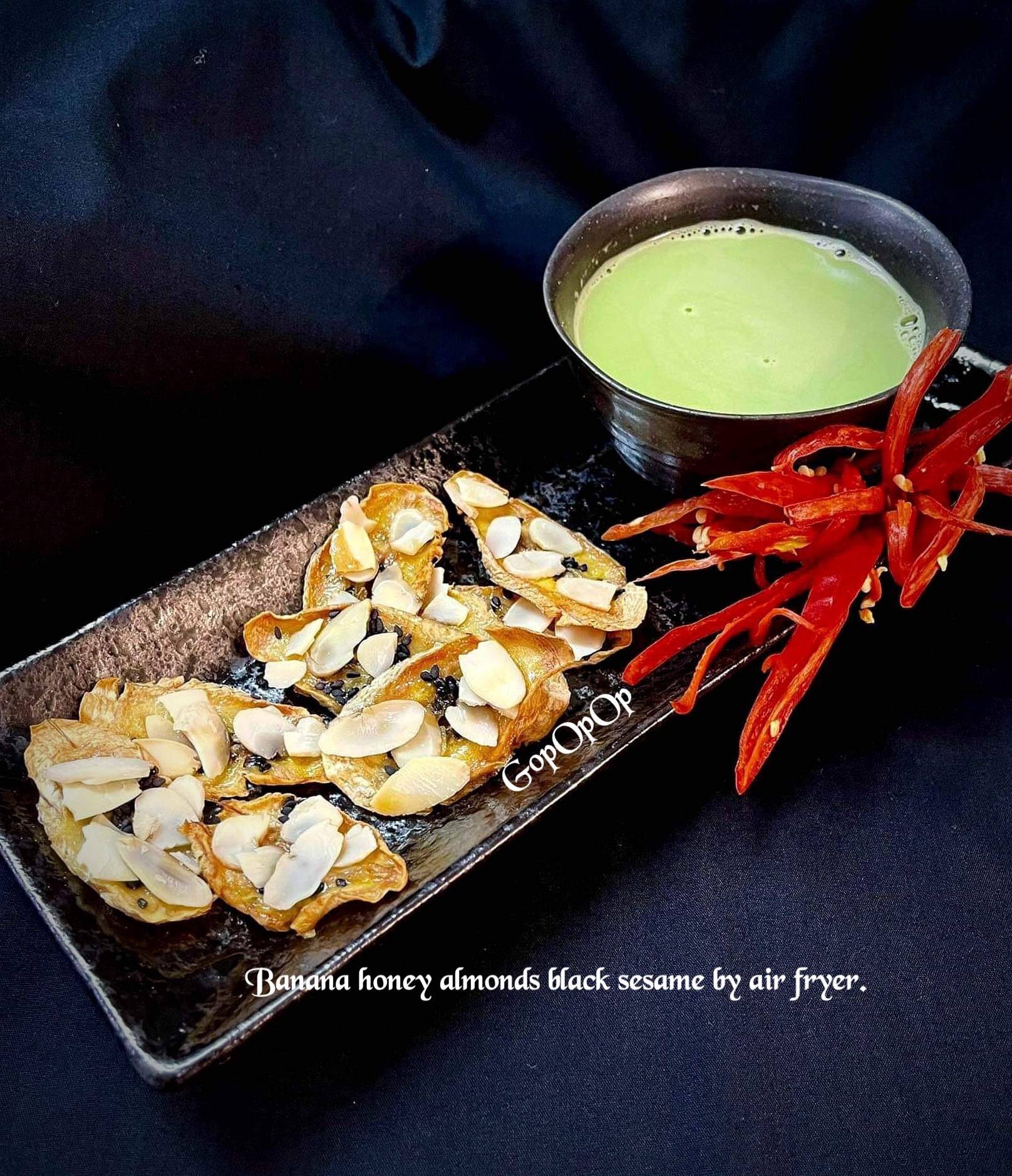 Banana honey almond black sesame by air fryer