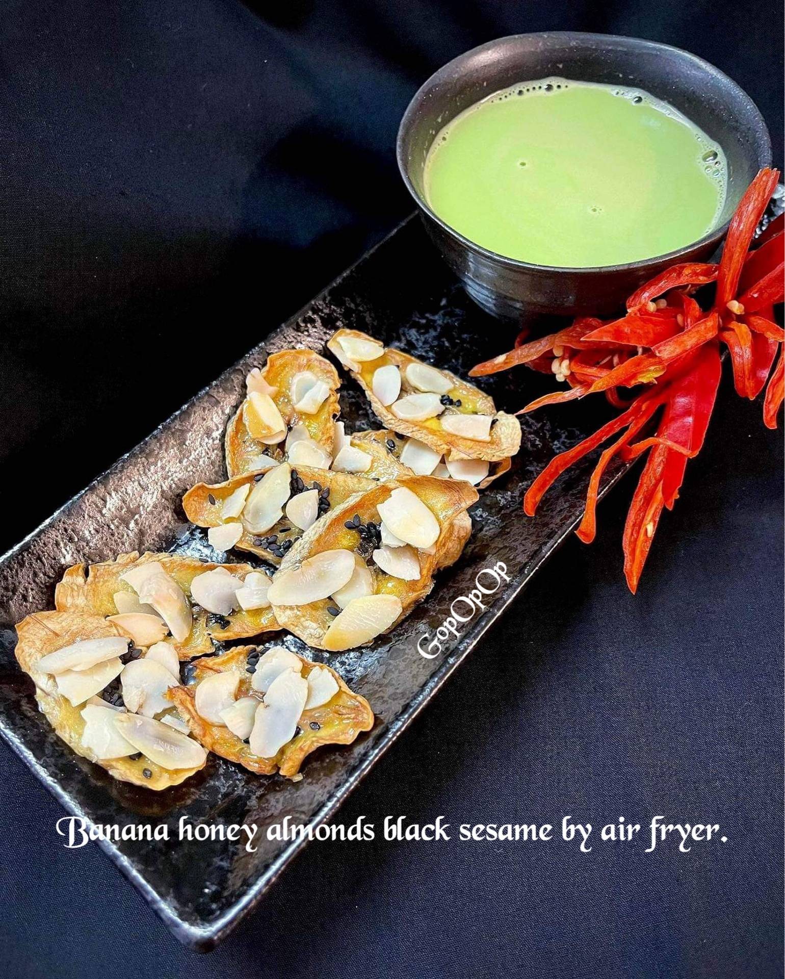 Banana honey almond black sesame by air fryer