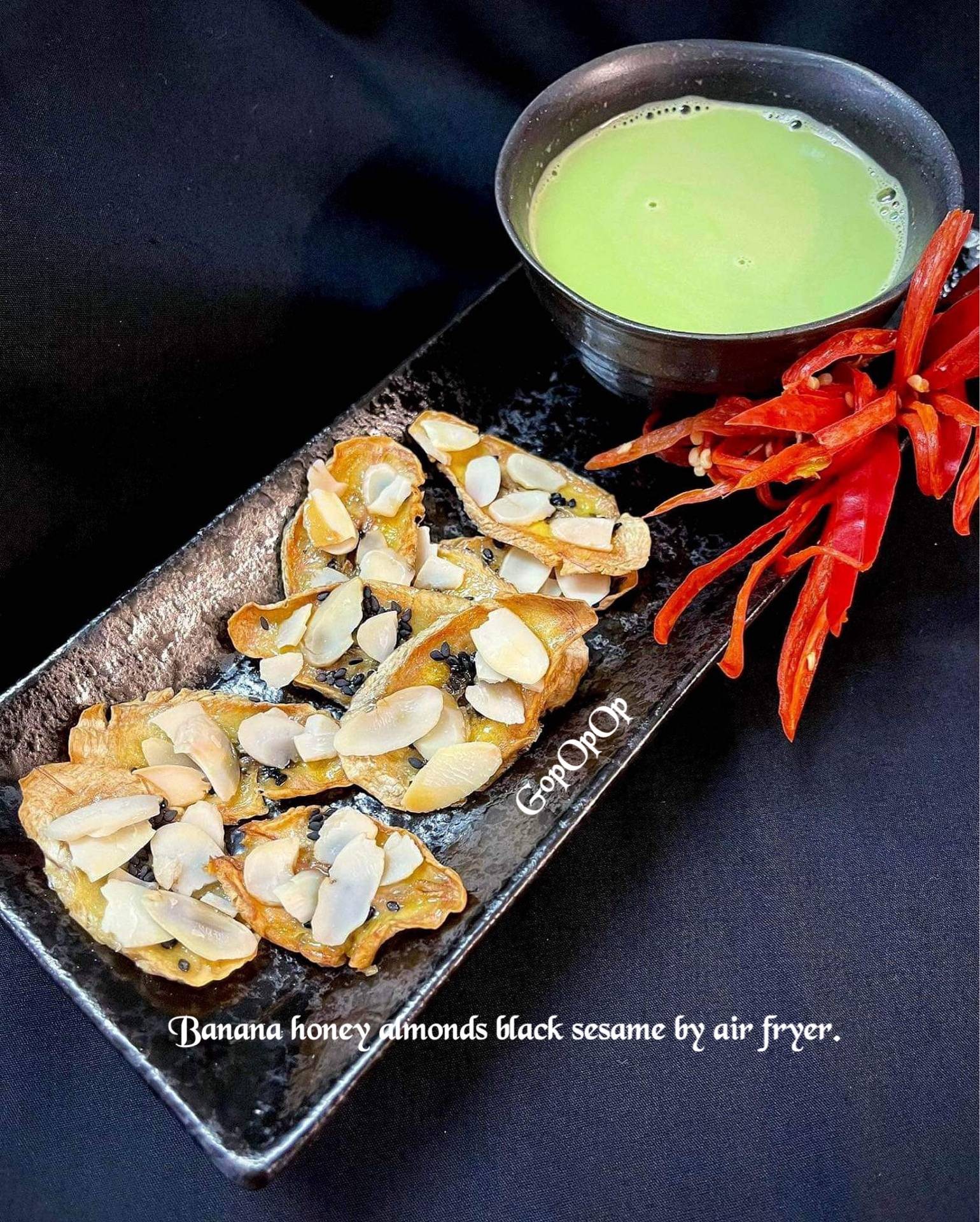 Banana honey almond black sesame by air fryer