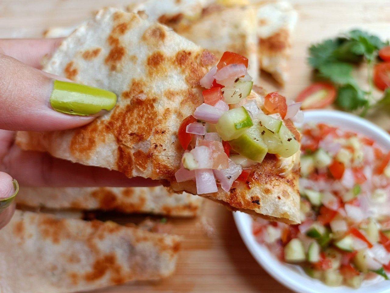 quesadilla and salsa