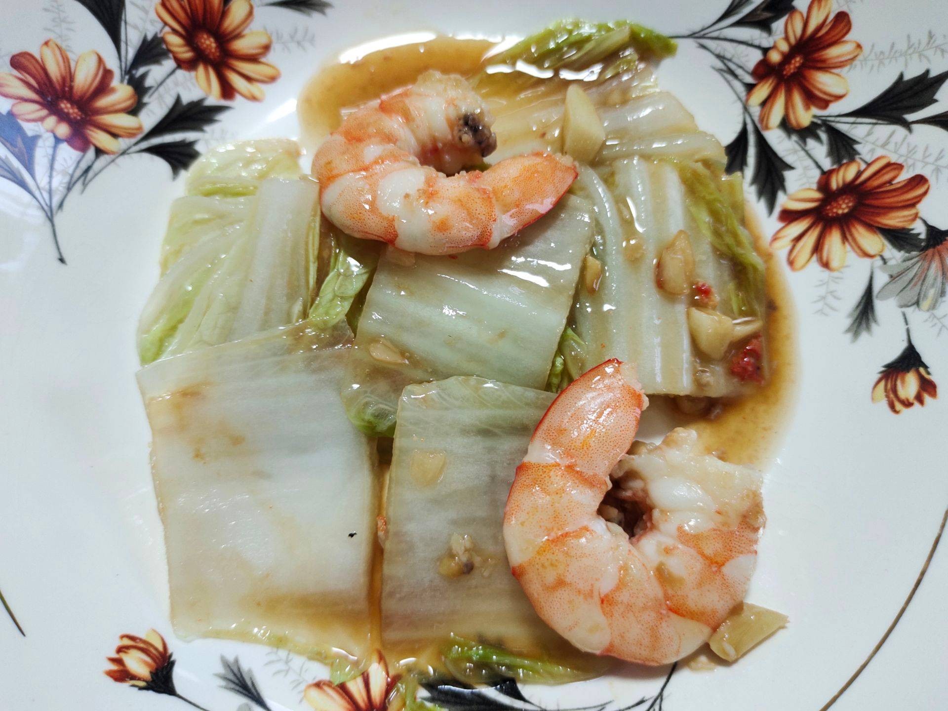 ผัดผักกาดขาวใส่กุ้ง