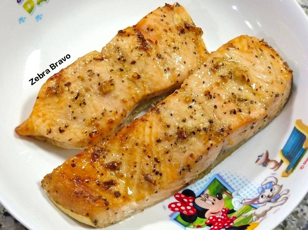 สเต็กแซลมอนหม้อทอดไร้น้ำมัน