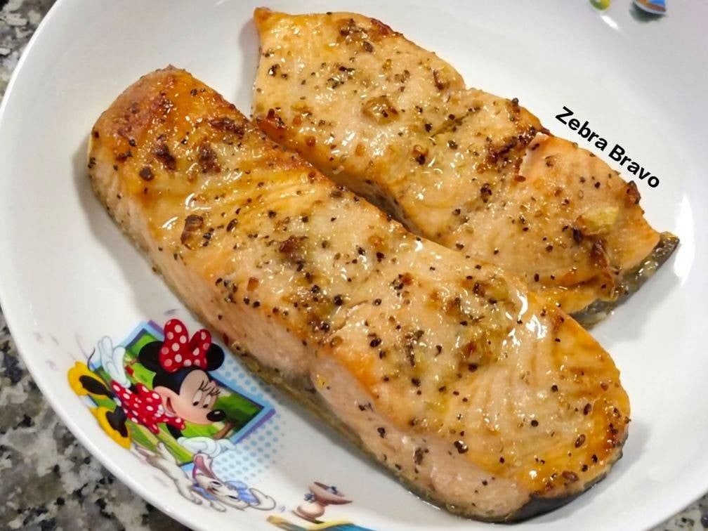 สเต็กแซลมอนหม้อทอดไร้น้ำมัน