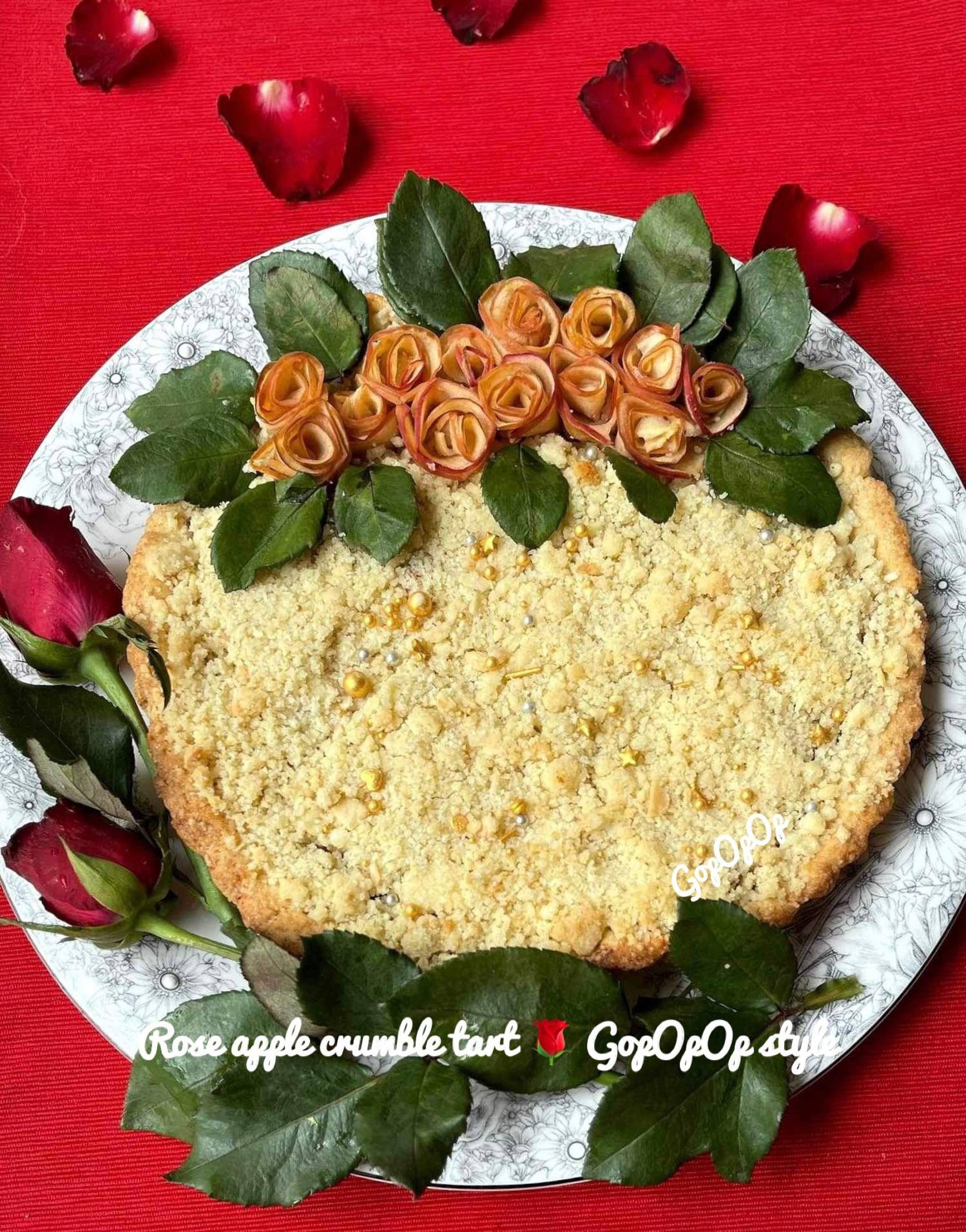 Rose apple crumble tart 🌹GopOpOp style #WongnaiChef 